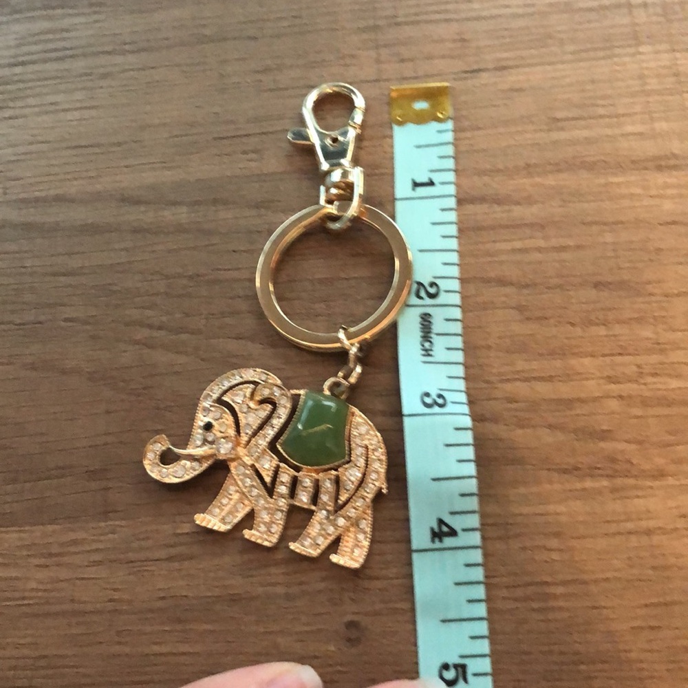 Gold and Sparkly Elephant Key Chain Bag Charm - Picture 3 of 4